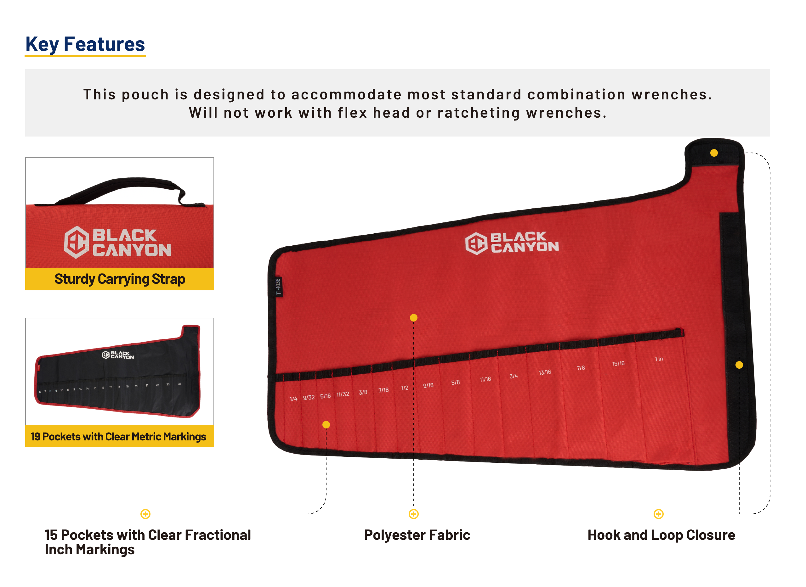 Heavy Duty Canvas Wrench Roll - 19+1 Pocket Metric Wrench Organizer With Zipper Pouch