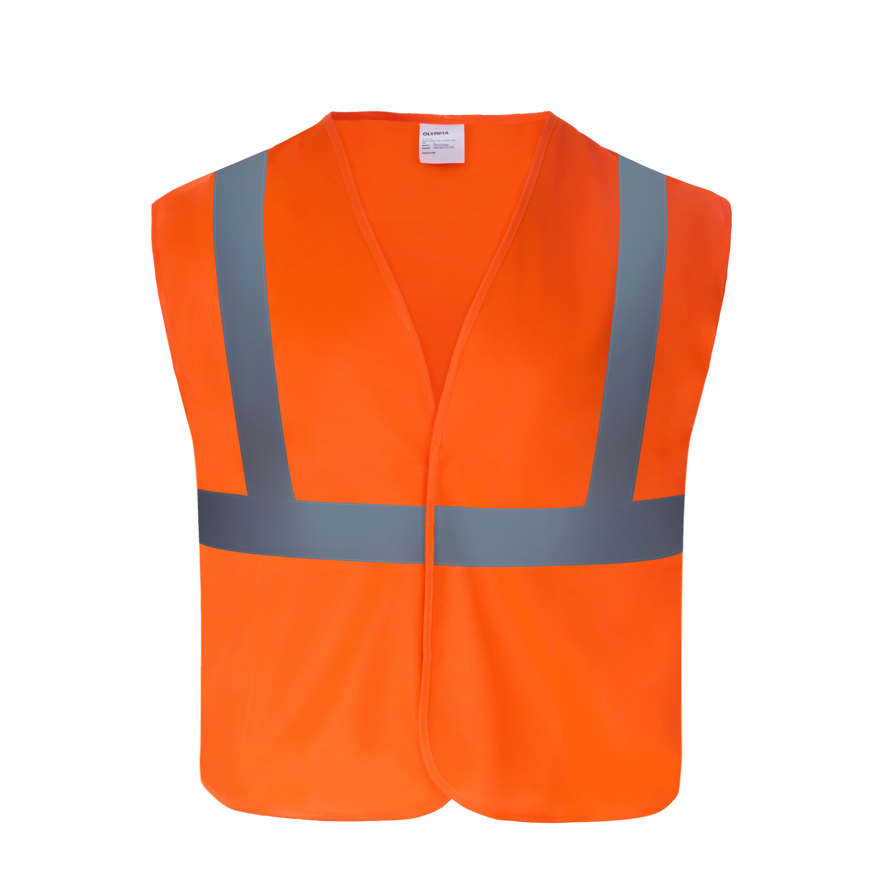 High Visibility Vest, Zipper, Mesh, Safety Vest, Orange, L, Olympia